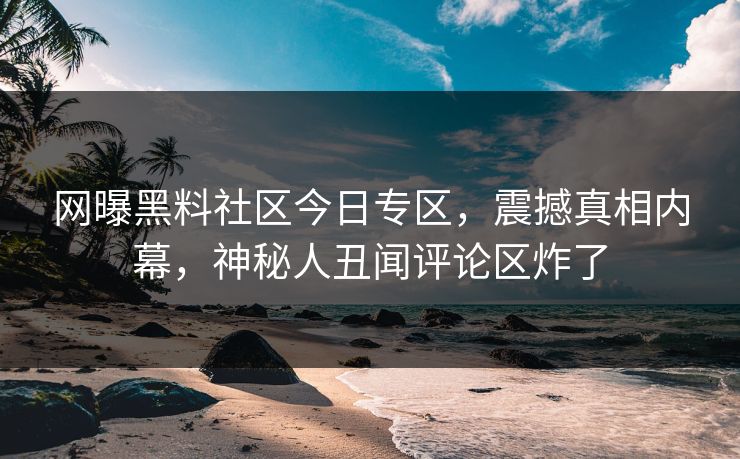 网曝黑料社区今日专区，震撼真相内幕，神秘人丑闻评论区炸了