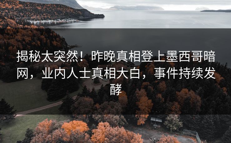 揭秘太突然!昨晚真相登上墨西哥暗网,业内人士真相大白,事件持续发酵 揭秘太突然!昨晚真相登上墨西哥暗网,业内人士真相大白,事件持续发酵