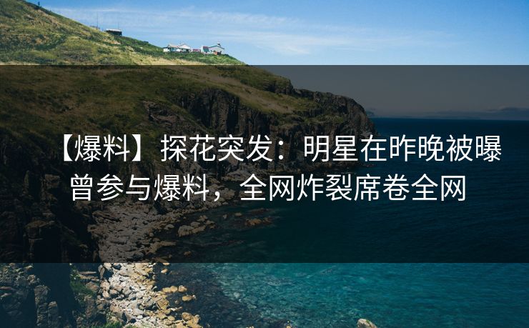 【爆料】探花突发：明星在昨晚被曝曾参与爆料，全网炸裂席卷全网